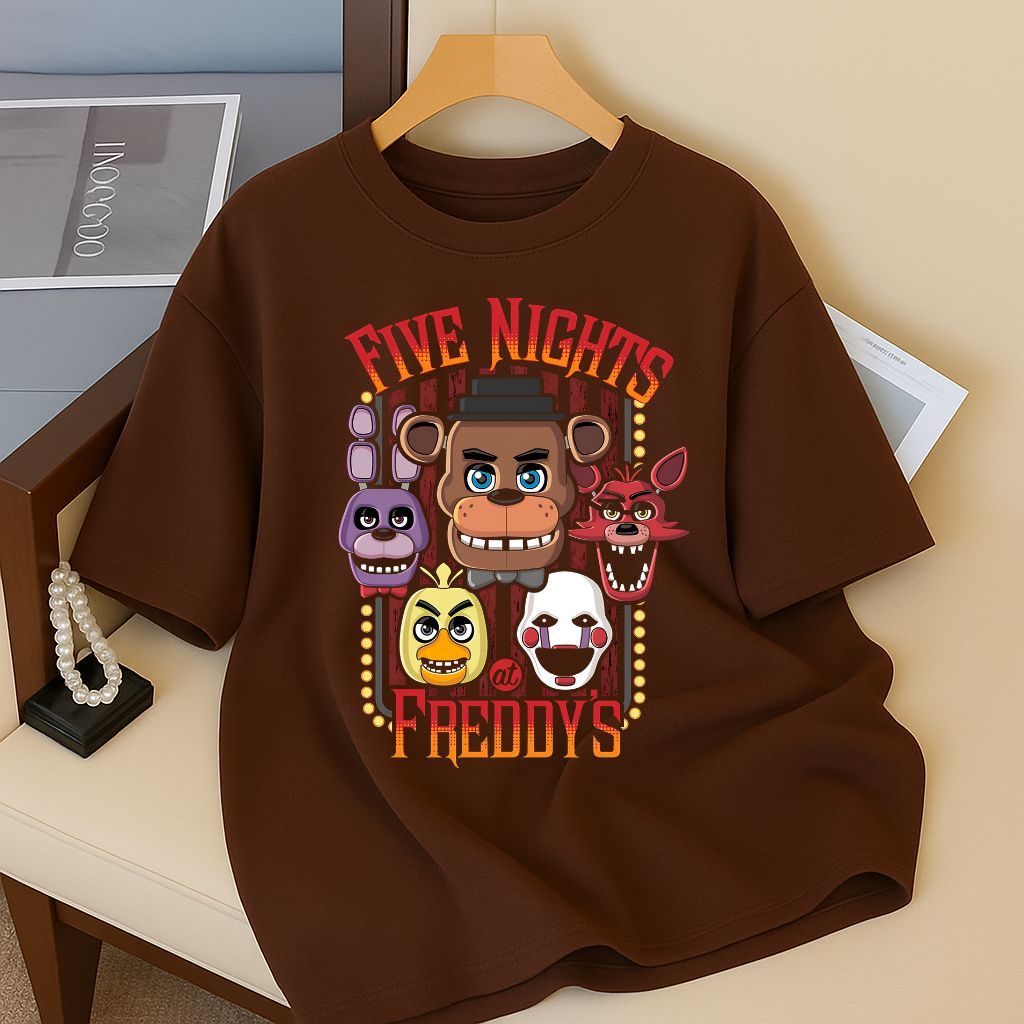 Camiseta 100% Algodão Diversas Cores Estampa Five Nights Freddys Filme Lançamento Promoção