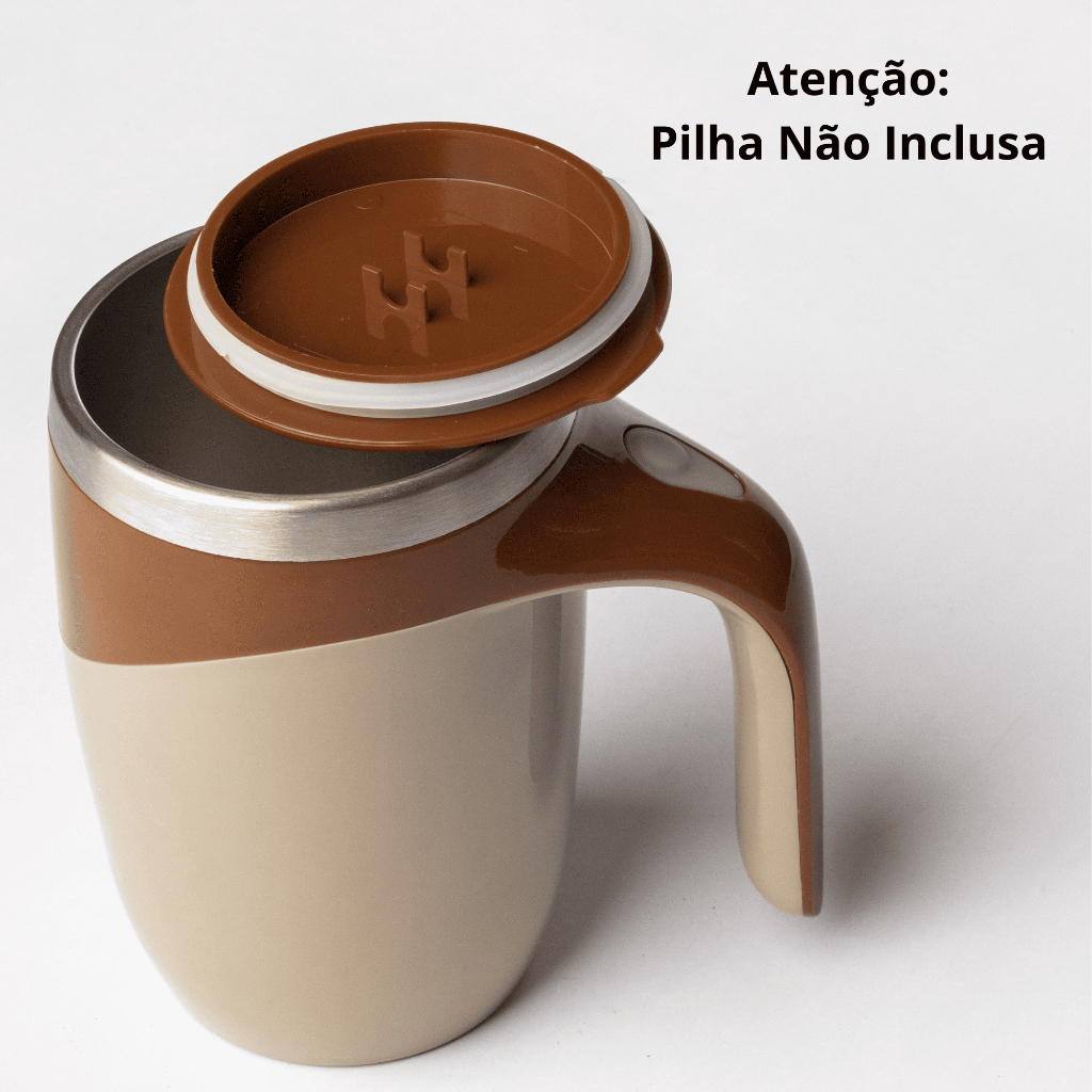 Caneca Mixer Inox Automática Elétrica Misturador Shake Café Leite Cremoso Mug e Cabo Alta Velocidade