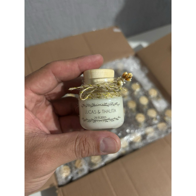 Kit Mini Vela Aromática Lembrancinha Personalizada (Aniversário/Batizado/Casamento/Chá de bebê/Chá de Panela)