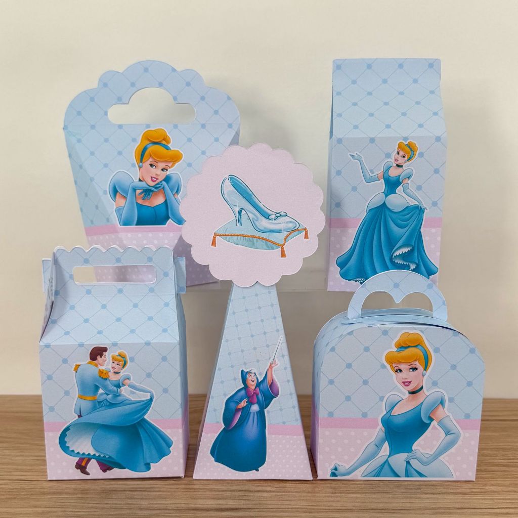 KIT FESTA PRONTA ENTREGA CINDERELA Personalizado PEGUE E MONTE Lembrancinhas - Caixinhas Personalizadas
