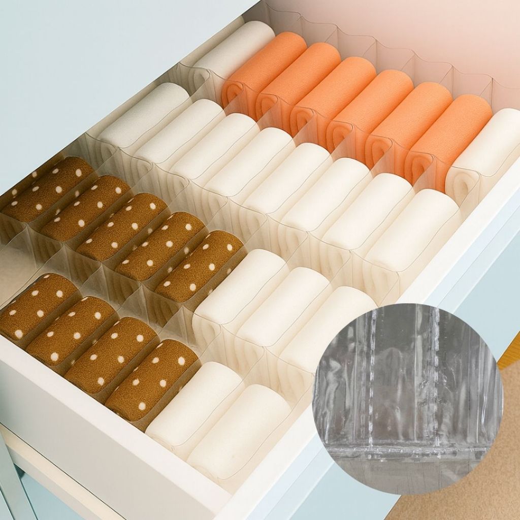 Kit Organizador de Gaveta Guarda Roupa closet Clean premium para Casa com Divisórias