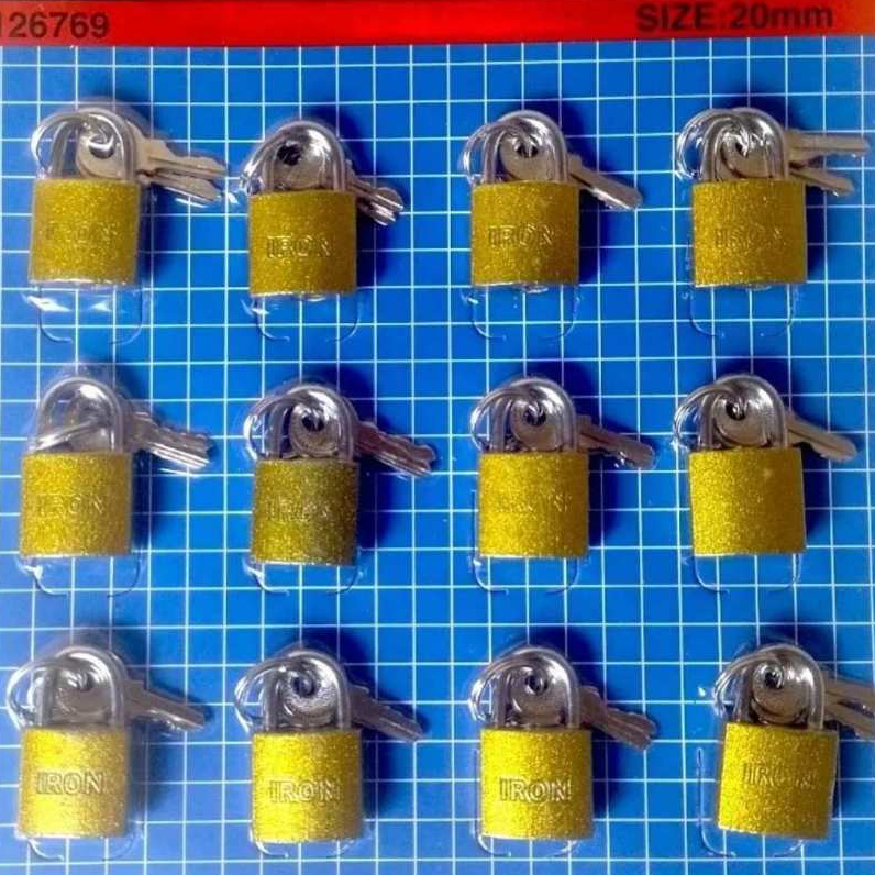 Cadeados Cartela Com 12 e Unidades Nº 20mm Para Malas Bolsas Armário- kit revendedor