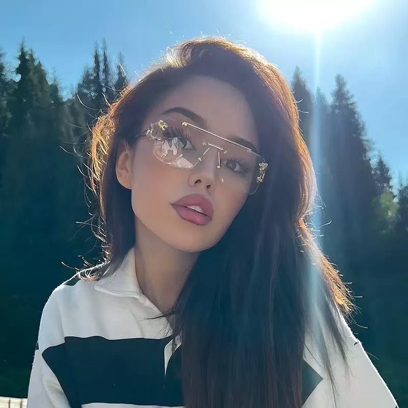 Óculos de sol unissex de metal com cabeça de tigre da moda europeia e americana F5823F