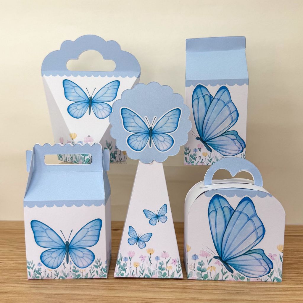 KIT FESTA PRONTA ENTREGA JARDIM ENCANTADO DAS BORBOLETAS Personalizado PEGUE E MONTE Lembrancinhas - Caixinhas