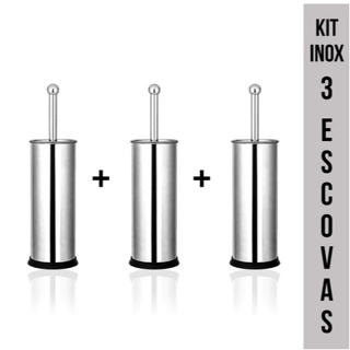 Kit 1/2/3 Escova Sanitária Inox Lisa ou Furada c/ Base Antiderrapante – Antiferrugem em Oferta na Shopee