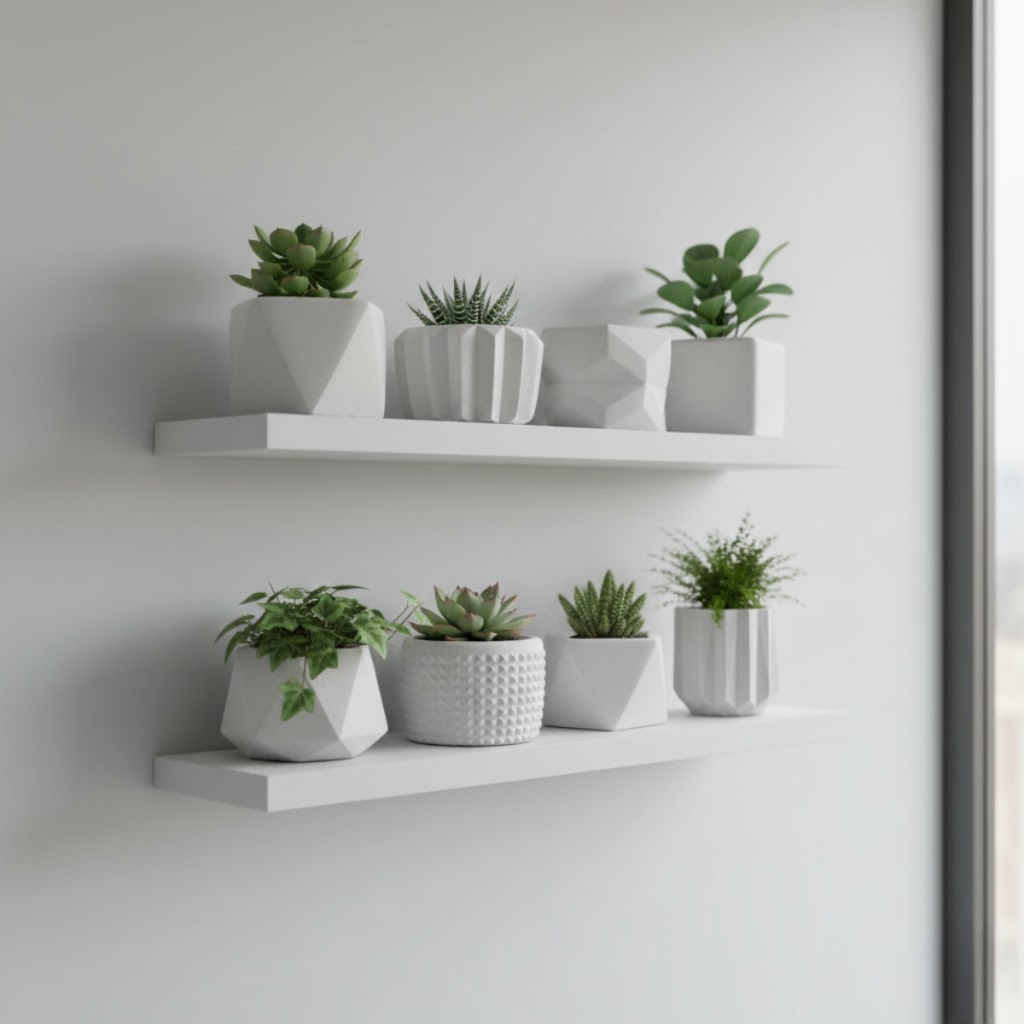 Kit 8 Unidades Vaso Decorativo de Gesso Texturizado Para Suculentas, Cactus e Plantas Artificiais ou Naturais cor Branco