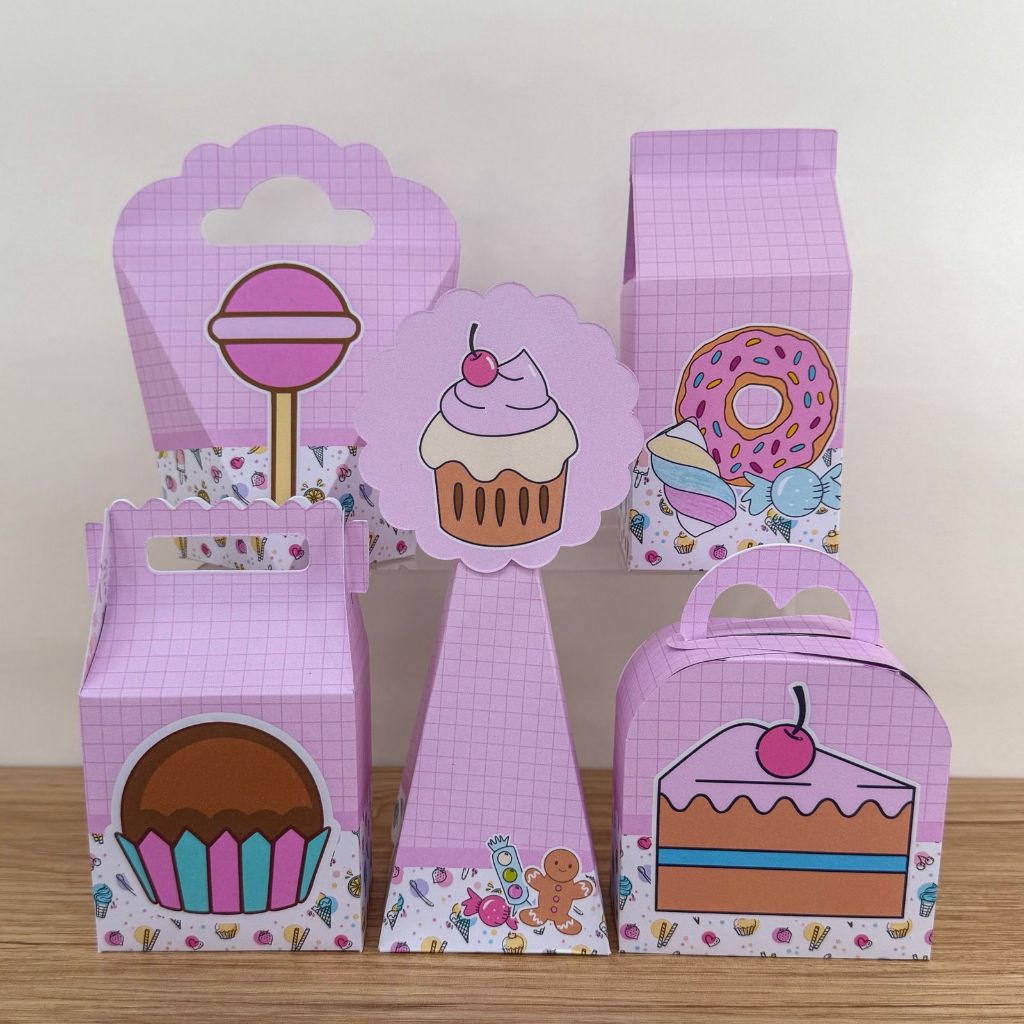 KIT FESTA PRONTA ENTREGA CONFEITARIA - Caixinhas para Decoração e Lembrancinhas de Aniversário Infantil - Pegue e Monte