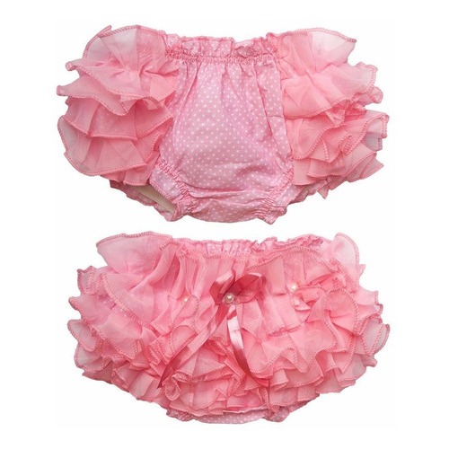 Kit 5 Calcinhas Bebê 100% Algodão com Babados e Estampas Sortidas Tamanho Único