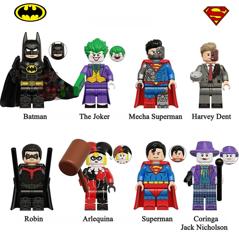Batman Michael Keaton miniaturas de coleção mecha superman robin arlequina e joker de jack nicholson