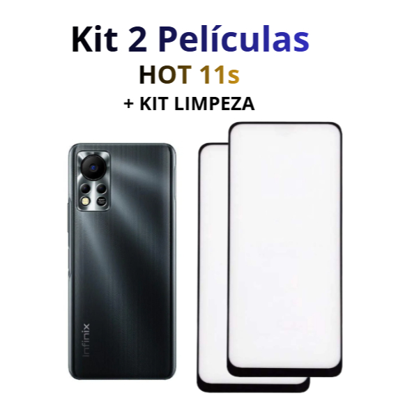 Kit 2 Películas de Vidro 3D Para Infinix Hot 11s + Kit Limpeza