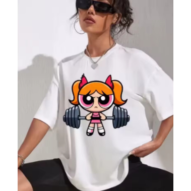 Camiseta Meninas super poderosa Florzinha Adulto/Infantil Lançamento Unissex Em Algodao