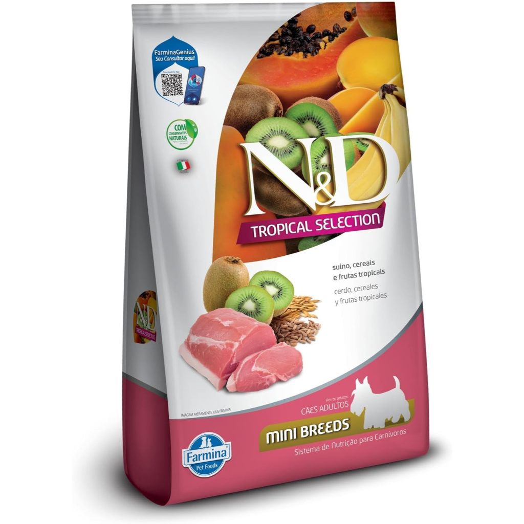 N&D Tropical para Cães Adultos de Raças Mini e Pequenas Sabor Suíno, Cereais e Frutas Tropicais 2,5Kg em Oferta na Shopee