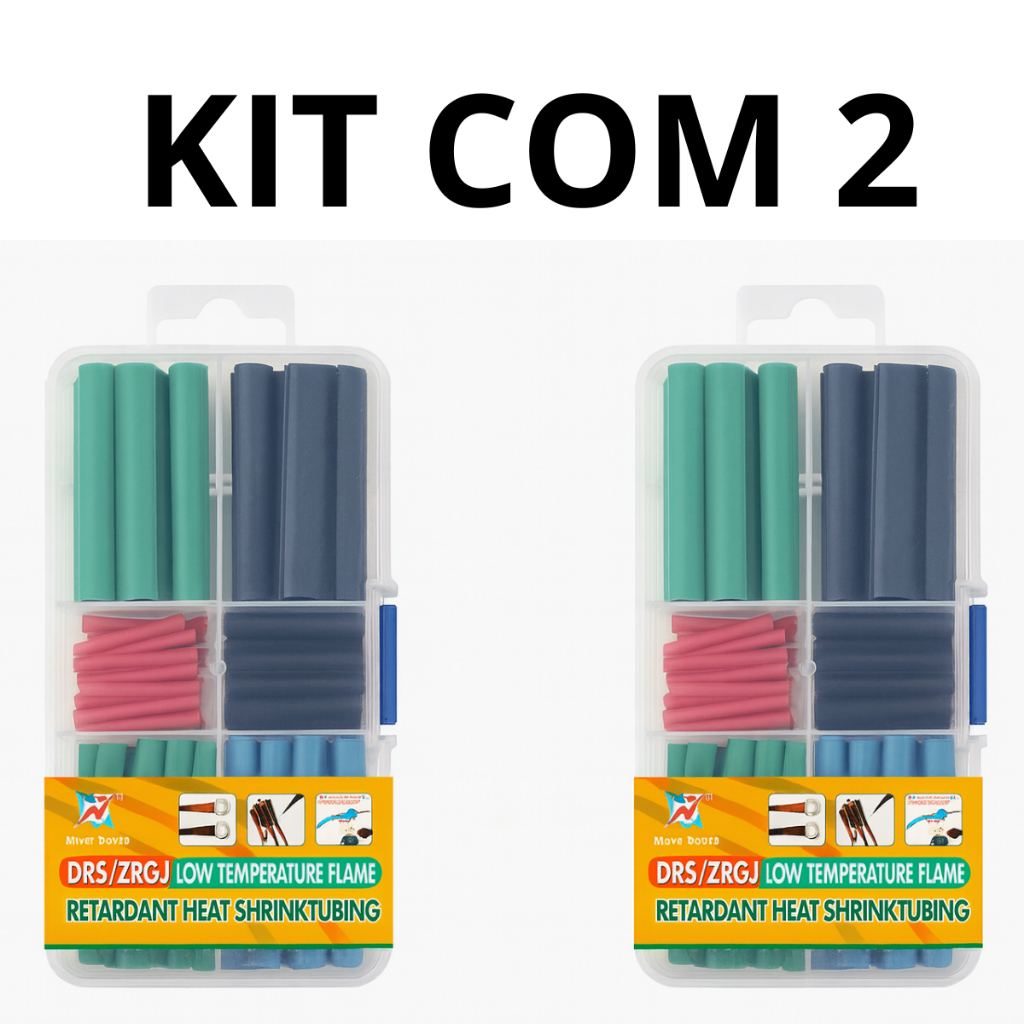 Kit 120 Peças de Tubo Termo Retrátil – Variedade de Tamanhos e Cores, Antichama e de Baixa Temperatura