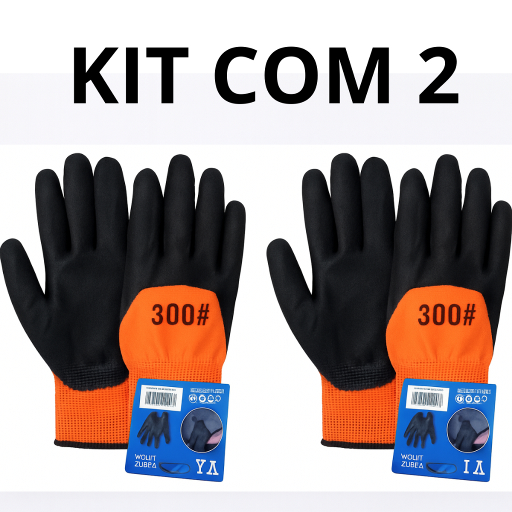 Kit com 2 Pares de Luvas de Segurança 300# – Antiderrapante, Confortável e Resistente em Oferta na Shopee