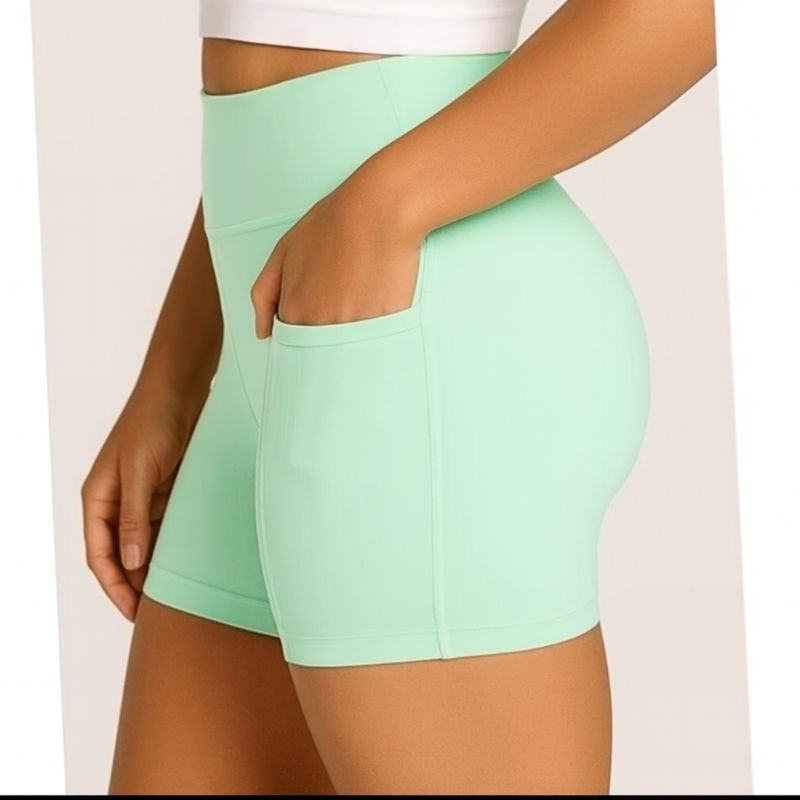 Shorts feminino academia liso no Suplex Bermudinha malhar cintura alta Bolso Lateral Fitness Treino em Oferta na Shopee