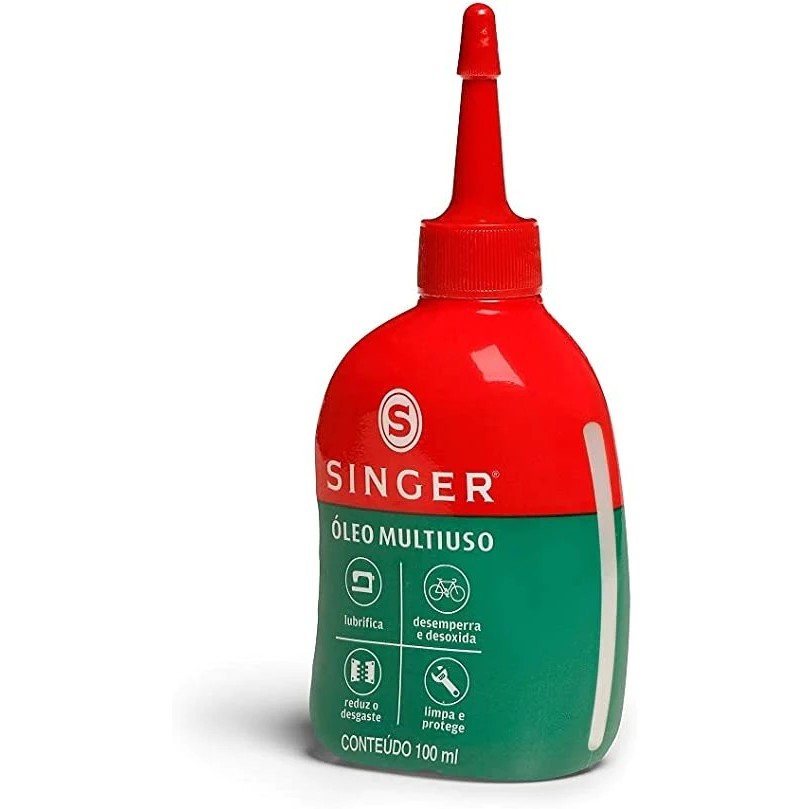 Óleo Lubrificante Singer 100ml Original Multiuso Para Máquinas De Costura Bicicletas Portas Motores