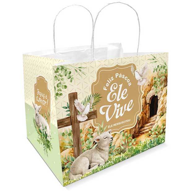 Sacola de Páscoa G 26,5x19x20,5cm 10 Unidades em Oferta na Shopee