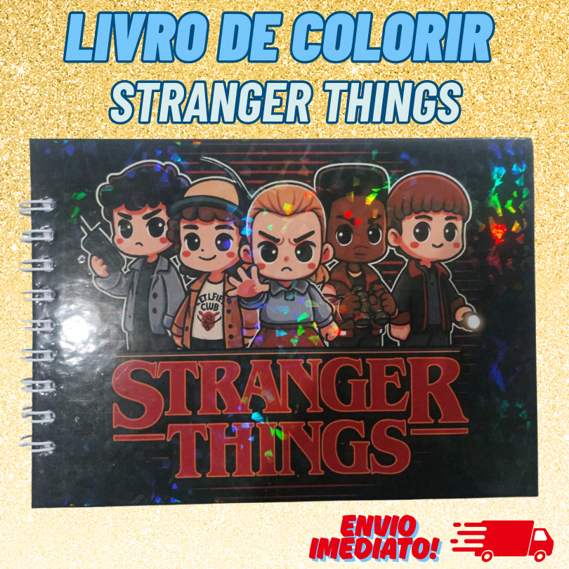 Livro de Colorir da Série Stranger - Things  Capa Dura Holográfica , 50 Folhas 180g +Folha Antimancha + Chaverinho em Oferta na Shopee