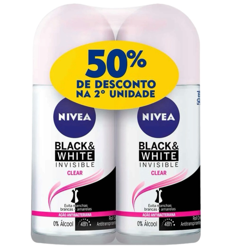 Nivea Kit 2 Desodorante Nivea Roll-on Black & White Clear 50ml