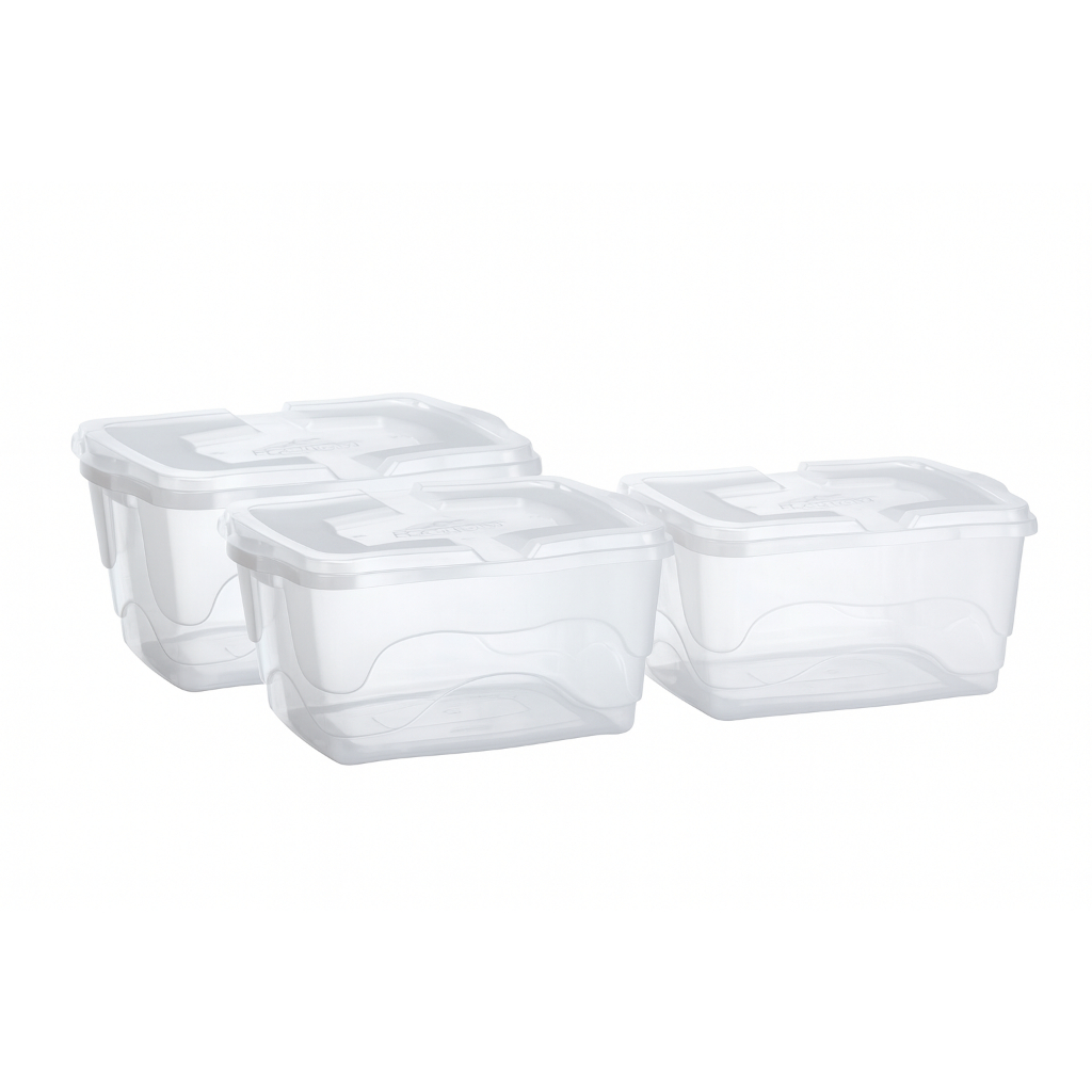 Kit 3 Caixas Organizadoras 34 Litros Transparente Organizador Cesto Multiuso Resistente Alça Reforçado em Oferta na Shopee