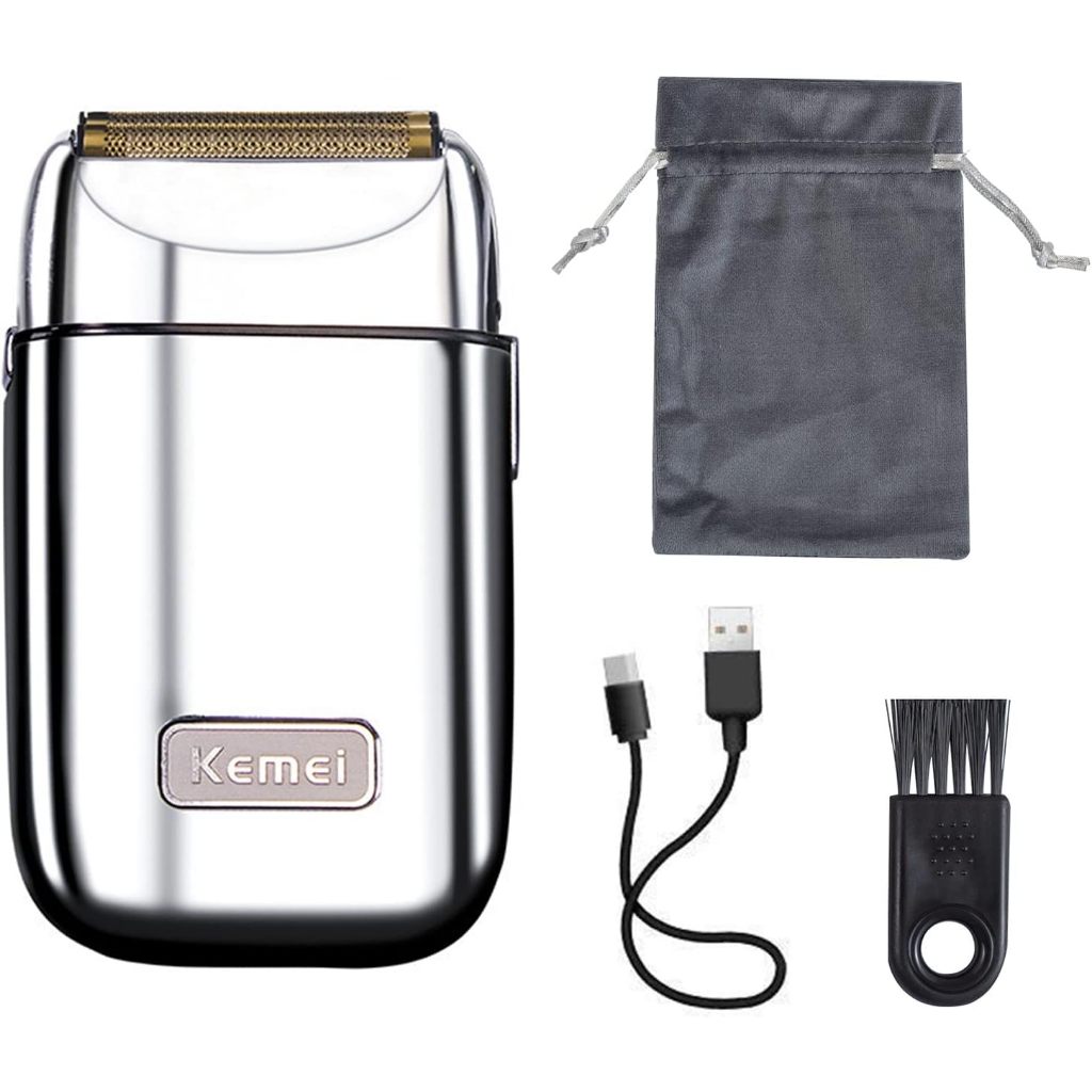 Máquina shaver Barbeador Elétrico Kemei Original Dourado Recarregável Bivolt Tx1 Promoção