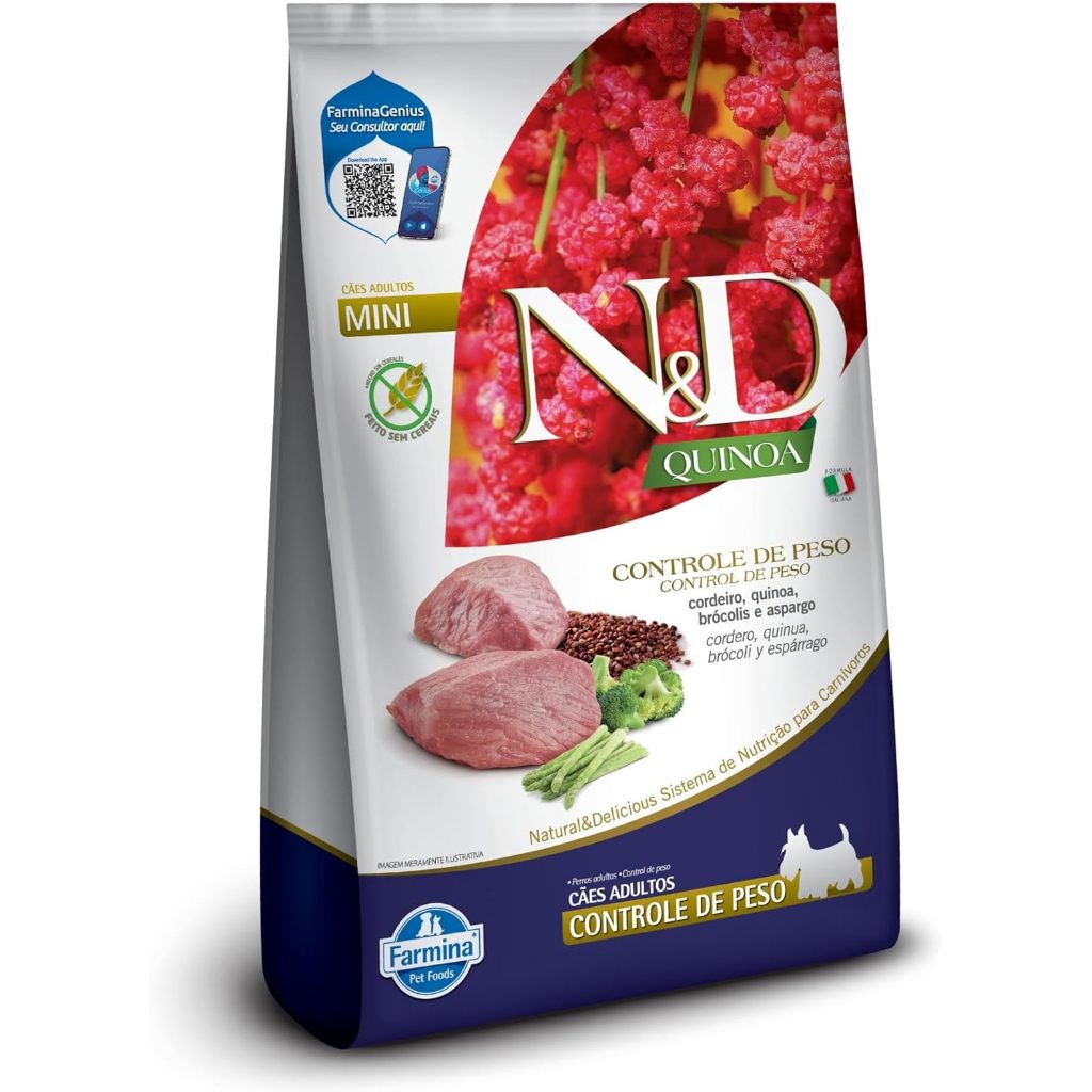 N&D Quinoa Controle de Peso Ração para Cães Adultos Raças Mini Cordeiro 2,5 kg em Oferta na Shopee