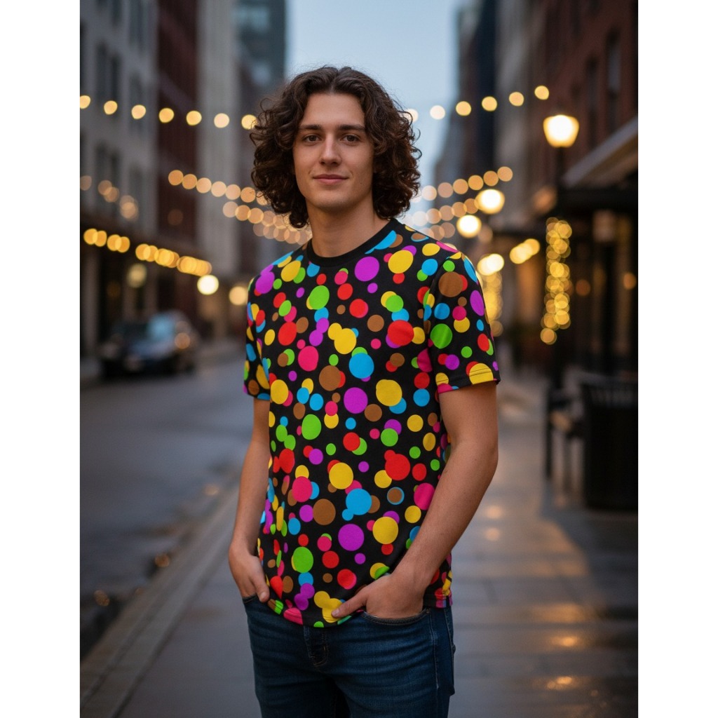 Camisa Camiseta Bolinha Blusa Poá Estampada Tendencia 2026 Adulto Infantil Unissex