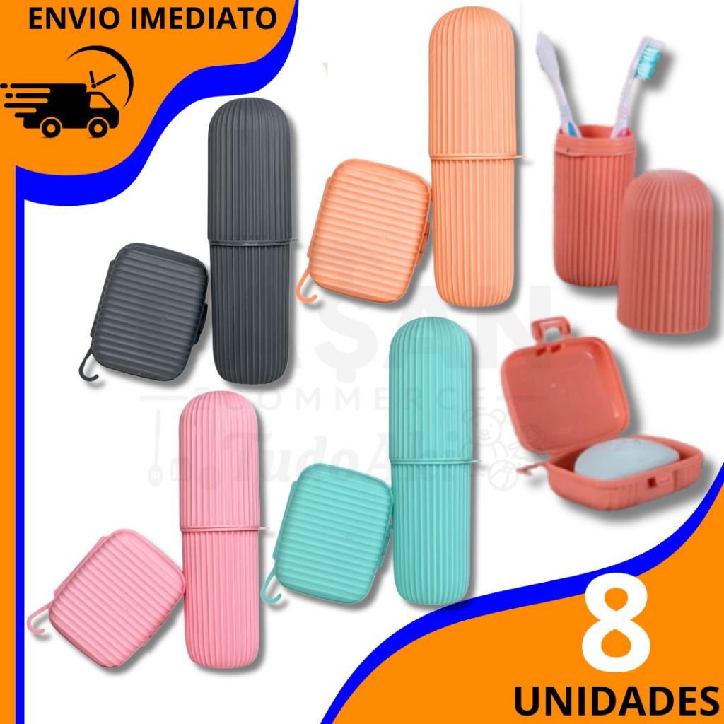 Imagem kit Porta Escova e Saboneteira Multiuso – Praticidade e Higiene em Viagens