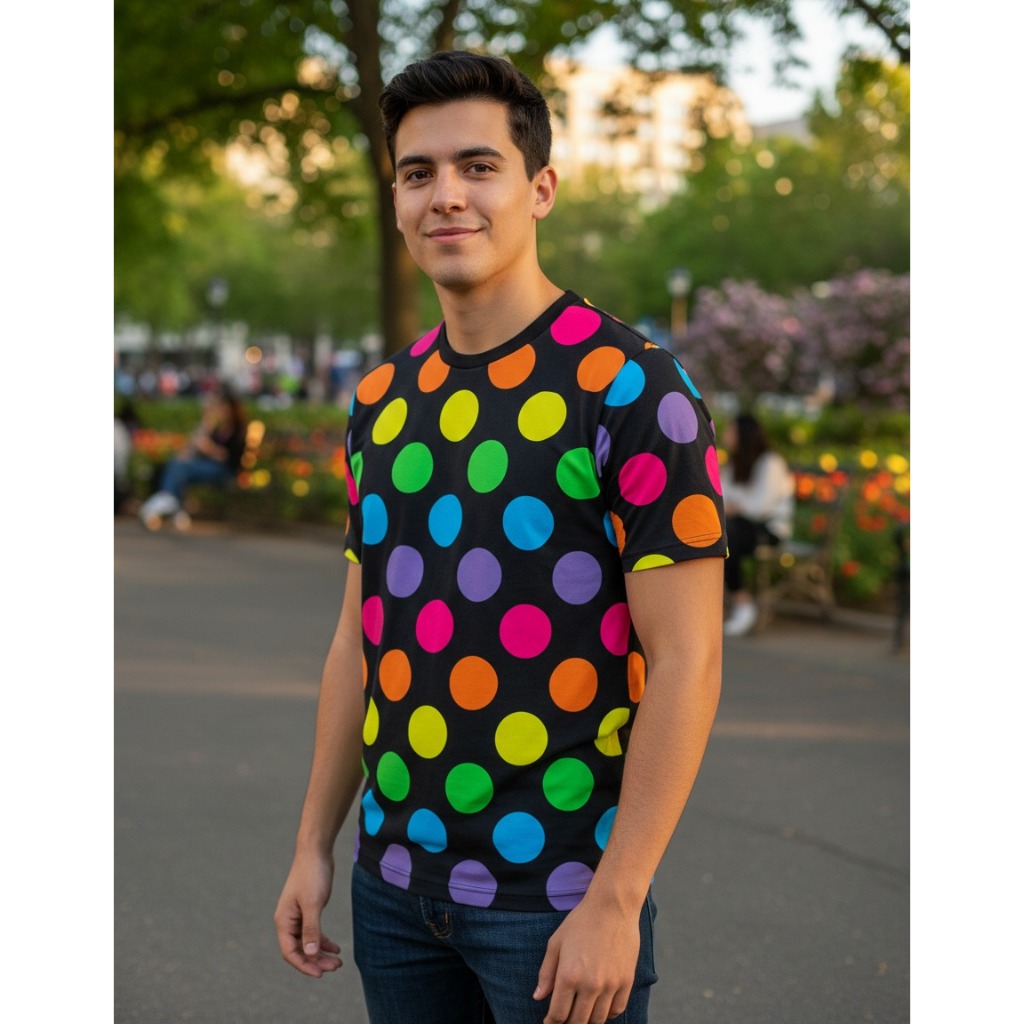 Camisa Camiseta Bolinha Blusa Poá Estampada Tendencia 2026 Adulto Infantil Unissex