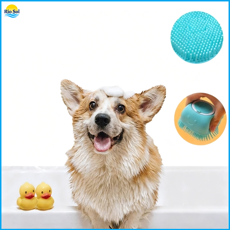 Esponja Para Banho de Silicone com Dispenser Massageador Escova Shampoo Sabonete Liquido Infantil Pet Crianças X8