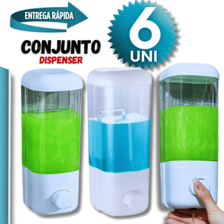 Conjunto Dispenser Suporte Sabonete Líquido 06 Uni Sabão Álcool Gel Detergente Resistencia Qualidade em Oferta na Shopee
