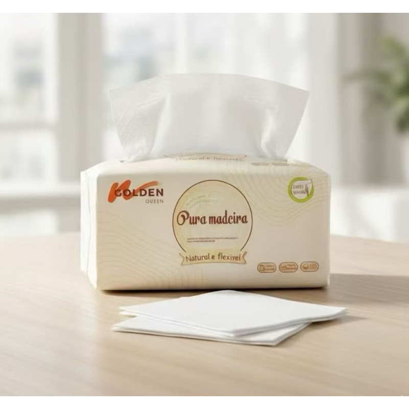 Kit8 Lenço Papel Golden Queen 400Folhas | Papel Tissue Natural, Alta Qualidade para Uso Diário