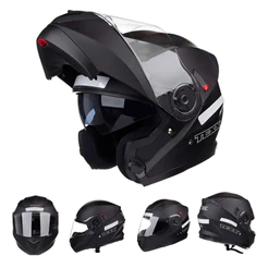 Capacete Fechado Texx Escamoteável Robocop Articulado Gladiator V3 Com Queixeira Móvel Viseira Solar Interna Antirrisco