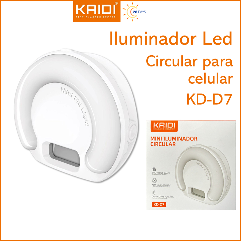 Iluminador Led Circular Mini Portátil para celular KAIDI KD-D7