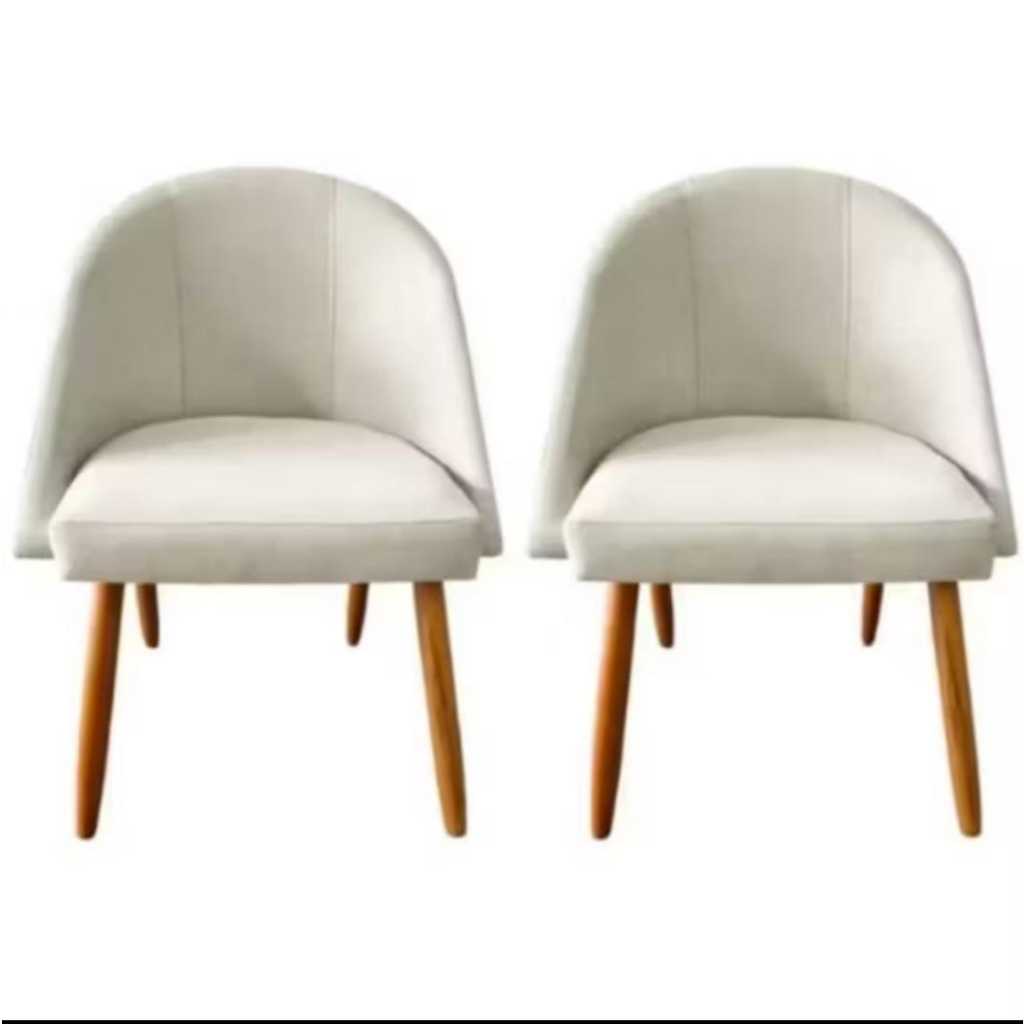 Kit 2 Cadeiras Lua Cadeira Linho/Corino Jantar Penteadeira Clínica Escritório