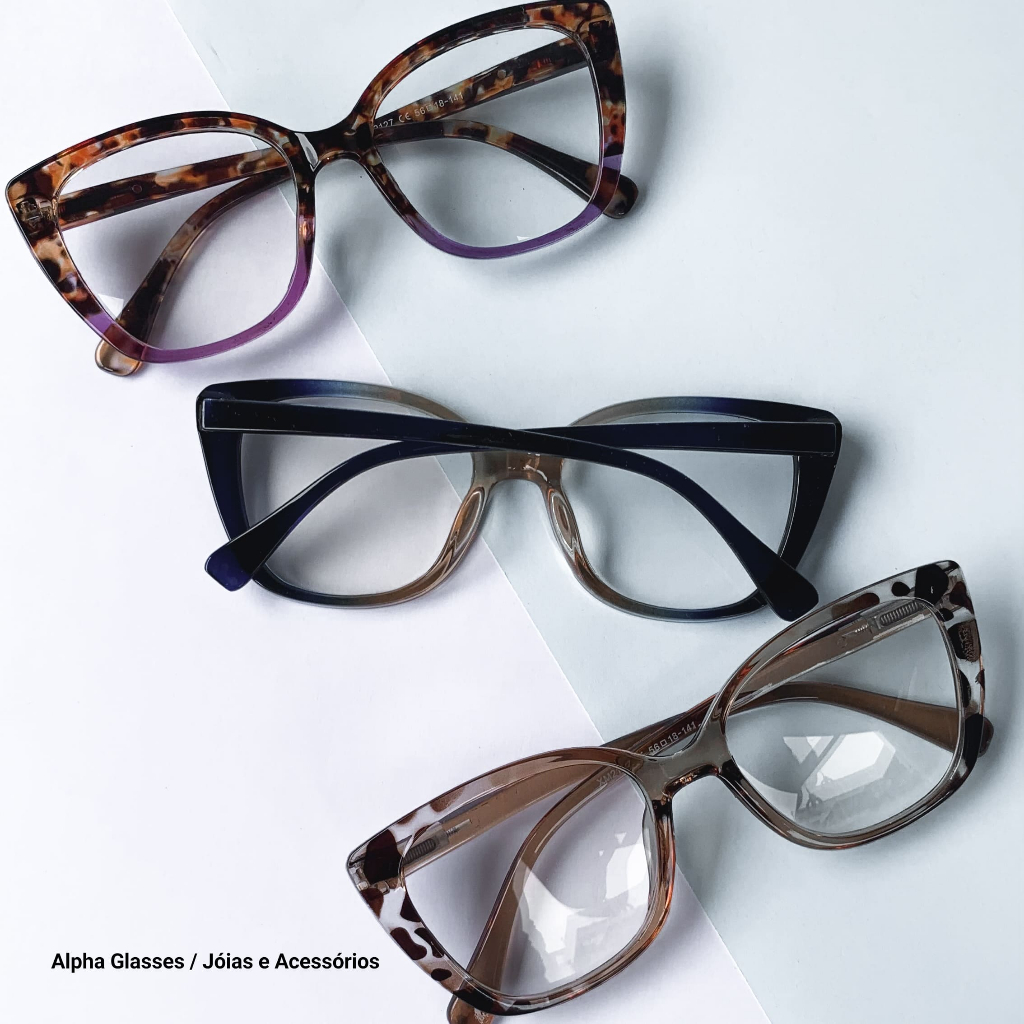 Óculos de Grau para Leitura Feminino +1.00 ao 4.00 armação Presbiopia novo modelo grande moda luxo em Oferta na Shopee