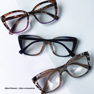 Óculos de Grau para Leitura Feminino +1.00 ao 4.00 armação Presbiopia novo modelo grande moda luxo em Oferta na Shopee