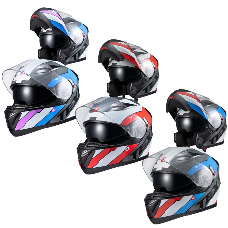 Capacete Fechado E Aberto Texx Gladiator Reisen Escamoteável Robocop Articulado Móvel Viseira Solar Interna