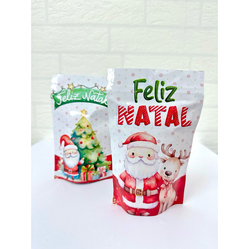 Saquinho Metalizado Personalizado 10x15 cm Natal l Saquinho para Lembrancinha l Saquinho Natal lSaquinho pipoca gourmet