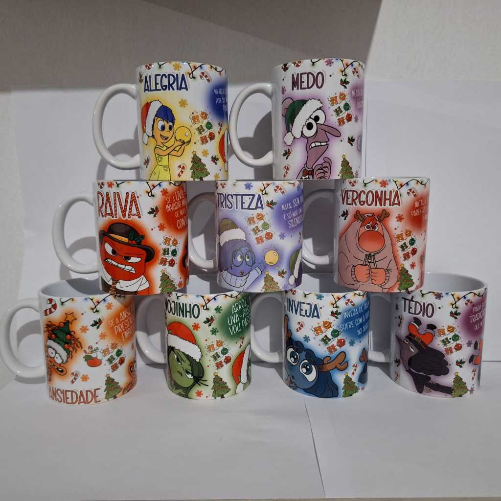 Caneca Divertidamente Tema Natal – 325ml Ceramica - Envio Imediato - Presente com Amor - Fim de Ano