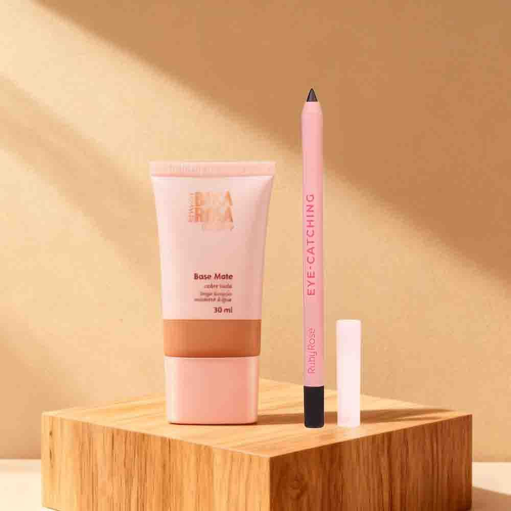 Base Matte Love Rain + Lápis de Olhos Ruby Rose LR-F2001+HB-E2400