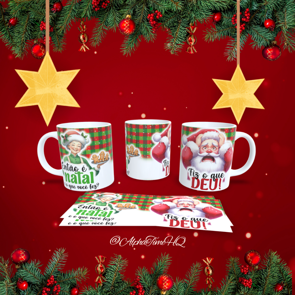 Caneca Personalizada do Natal - Variedade de modelos - Material: Polímero (Plástico) 350ML - Perfeita para presente