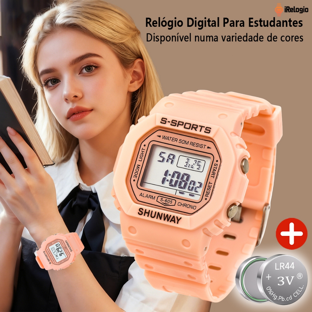 Relogio Feminino LED Digital Mulher Moda à Prova D'água Eletrônic Original infantil Eletrônico S605