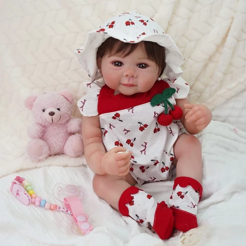 Bebê Reborn Silicone 48cm Menina Olhos Castanhos