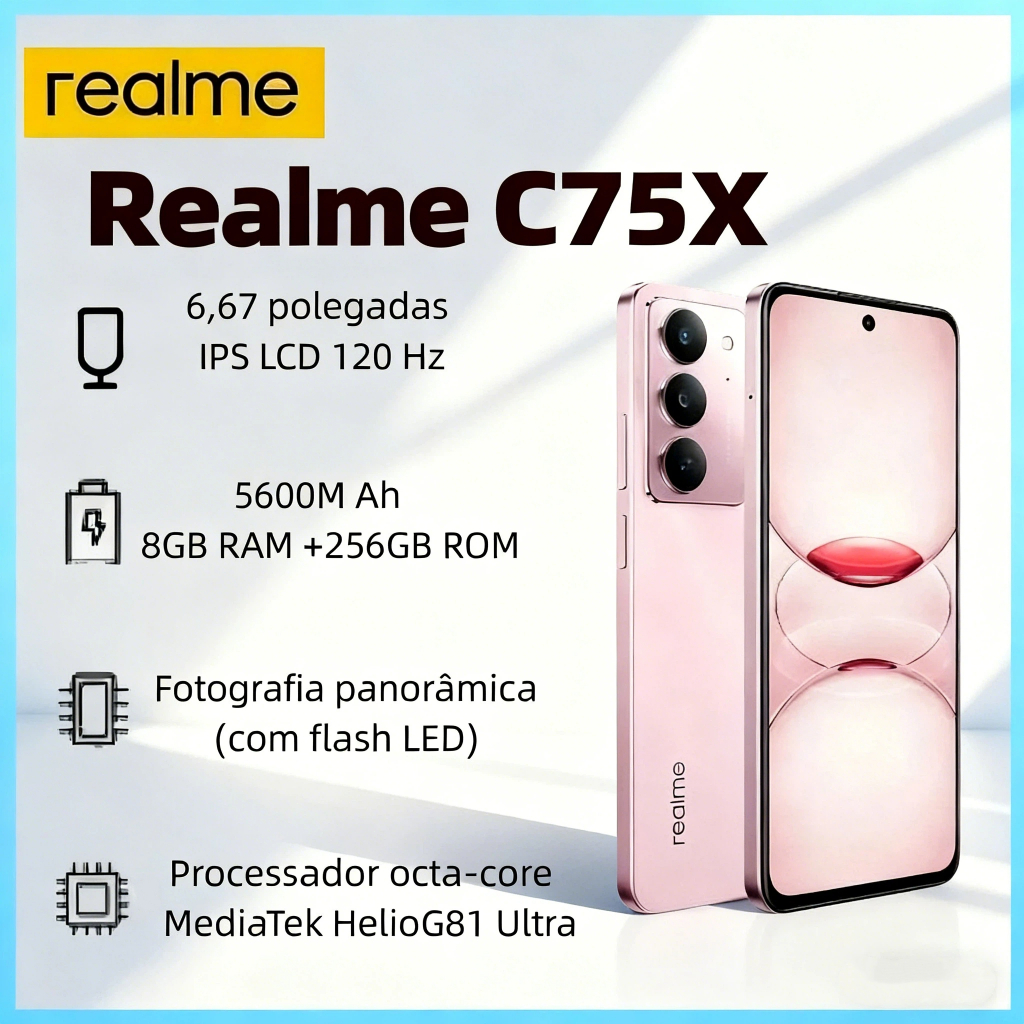 Imagem Celular Smartphone Realme C75x NFC 256GB/ 8GB RAM Dual Sim Versão Global