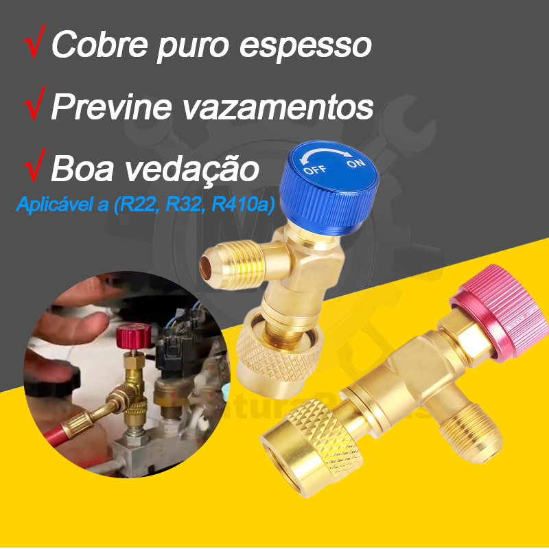 Kit 2 Peças R410A R22 Ferramenta De Refrigeração Ar Condicionado Adaptador De Válvula 1/4x1/4 1/4x5/16