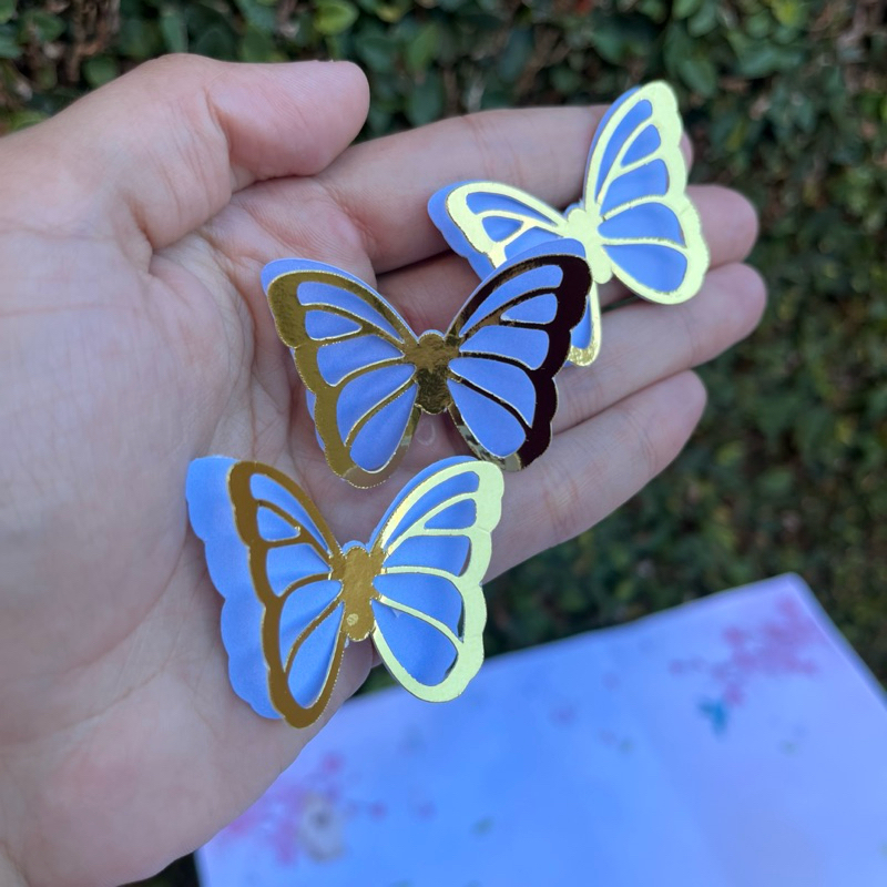 Borboleta Vazada Dourada - Jardim Encantado Jardim das Borboletas | Lembrancinha & Aplique PINK/ AZUL/ CORES DIVERSAS