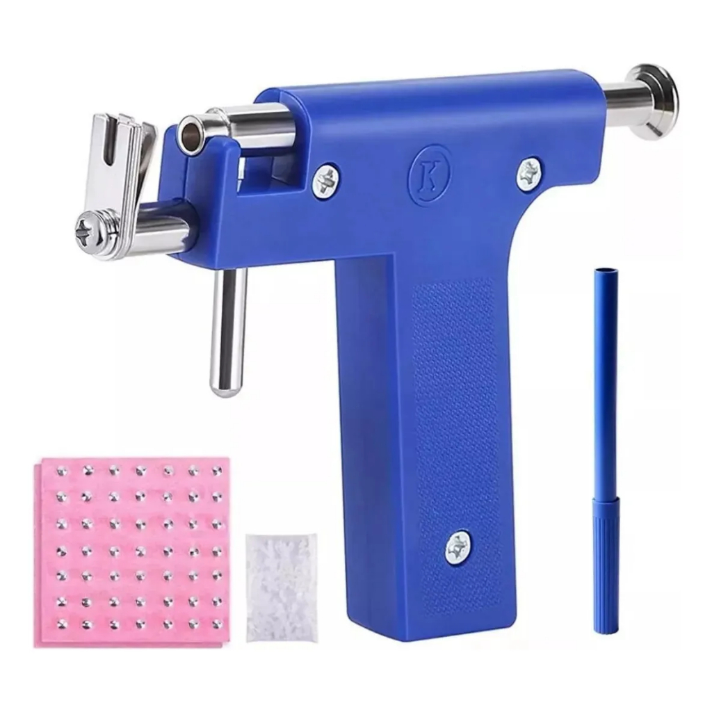 Kit Pistola De Furar Orelha Piercing Automática 98 Brincos