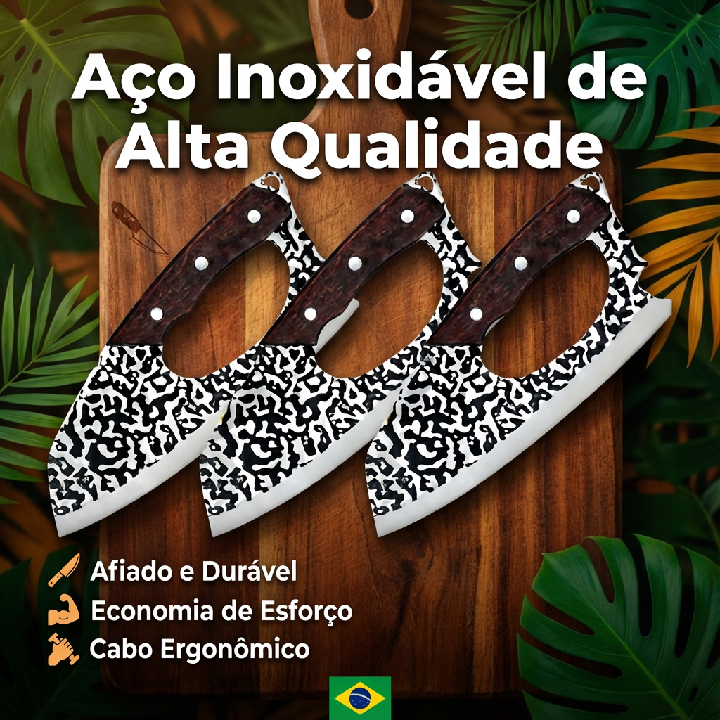 Imagem Kit Cutelo Inox Profissional Cabo King Artesanal com Abridor, Ideal para Cozinha e Churrasco