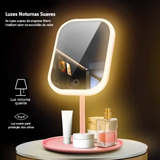 Espelho De Maquilhagem Portátil Com Controlo Tátil Inteligente LED E Regulação De Intensidade em Oferta na Shopee